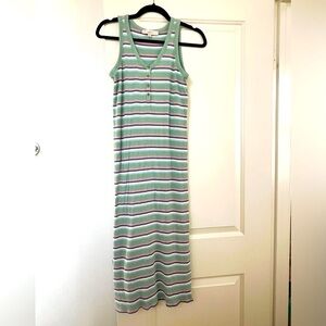 LOFT Striped Henley Midi Dress